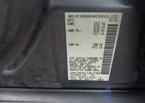 2016 Nissan Altima 2.5 Sv from USA, damaged, VIN 1N4AL3AP3GC182798